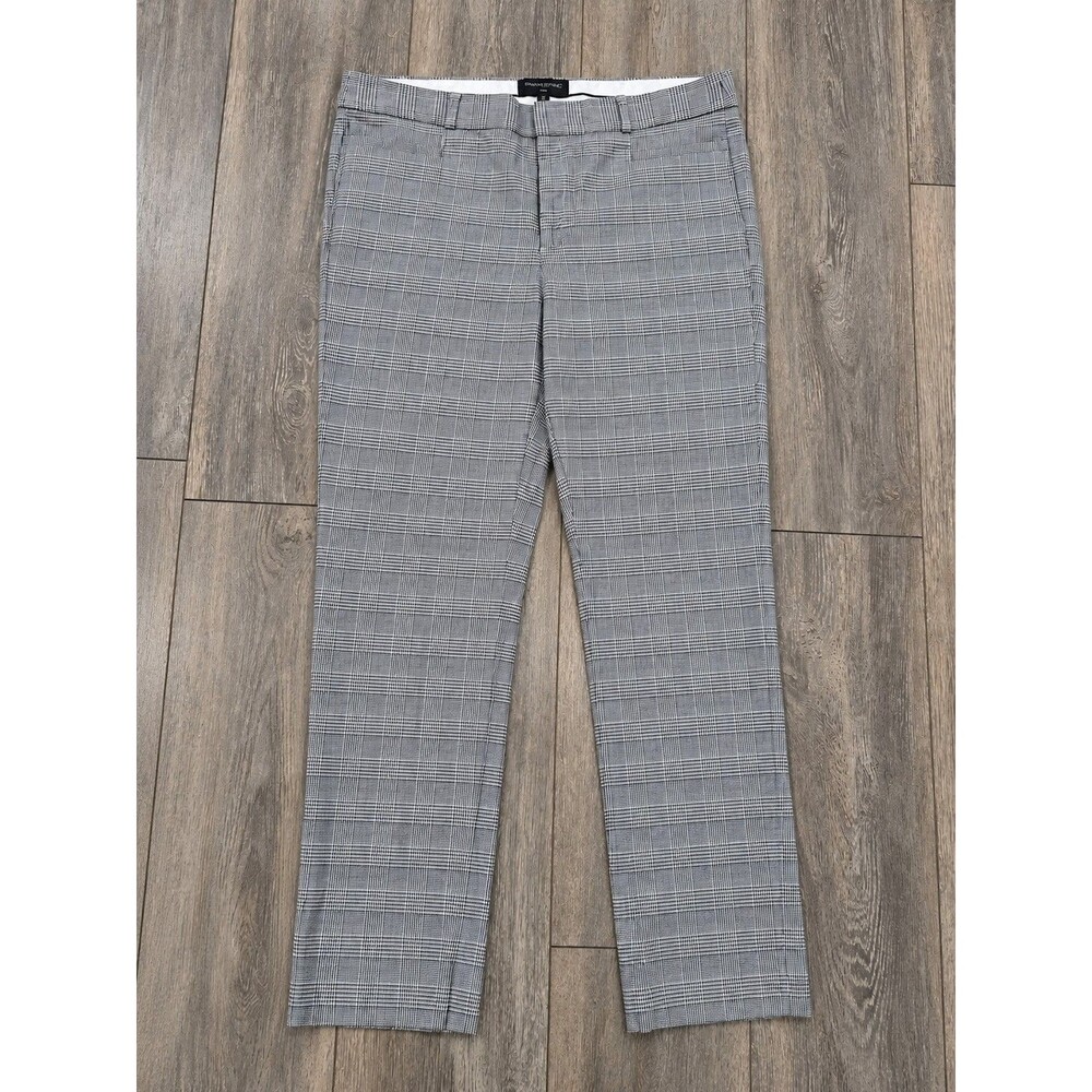 Banana Republic Sloan Womens 12 Gray Black Glen Plaid Slim Ankle Dress Pants